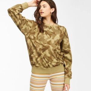NWOT Billabong Sweatshirt After Surf Camo Cotton Terry Pullover Crewneck